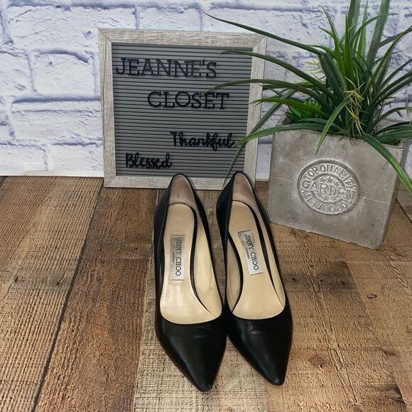 JIMMY CHOO BLACK ROMY 85 PUMPS SIZE 37 1/2 - Picture 8 of 12